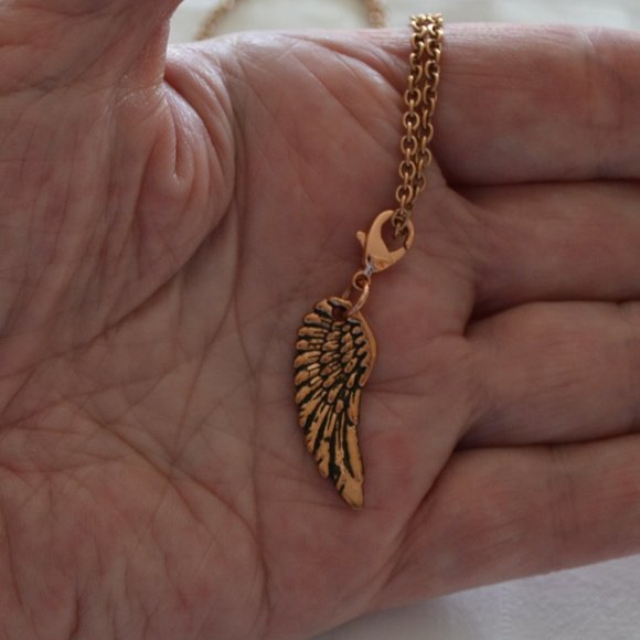 South Hill Designs Rose-gold-Tone Necklace with Angel Wing & Pearl Charms - Picture 5 of 9